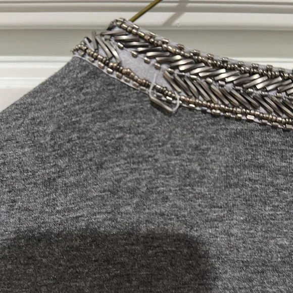 Hale Bob Tunic With Metallic & Clear Beading, V Neck with Ties, Small - Picture 4 of 5